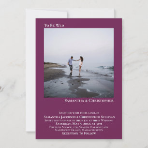 Moderne Minimalistische Magenta Plum Foto Hochzeit Einladung