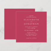 Moderne Minimalistische Magenta Red Wedding Einlad Einladung (Vorne/Hinten)