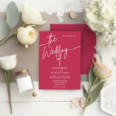 Moderne Minimalistische Magenta Red Wedding Einladung
