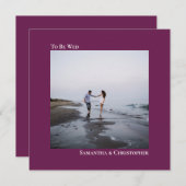 Moderne Minimalistische Magenta Square Foto Hochze Einladung (Vorne/Hinten)