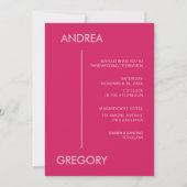 Moderne Minimalistische Magenta Stripe Wedding Einladung (Vorderseite)