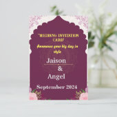 Moderne Minimalistische Magenta Stripe Wedding Einladung (Stehend Vorderseite)