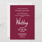 Moderne Minimalistische Magenta White Wedding Einladung (Vorderseite)