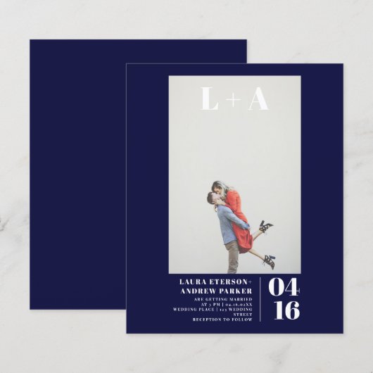 Moderne, minimalistische Marinebudding Foto Hochze (Vorne/Hinten)