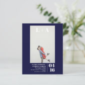 Moderne, minimalistische Marinebudding Foto Hochze (Stehend Vorderseite)