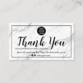 Moderne minimalistische Marmor Chic Ordnung danke Visitenkarte (Vorderseite)