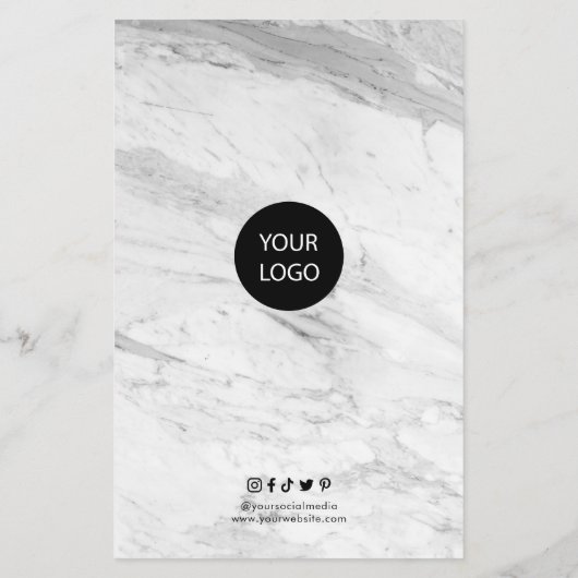 Moderne Minimalistische Marmorpreisliste Flyer (Hinten)