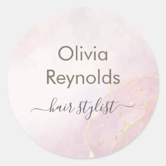 Moderne Minimalistische Marmortextur Rosa Gold Runder Aufkleber