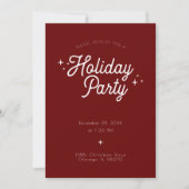 Moderne Minimalistische Maroon Red Holiday Party Einladung (Vorderseite)