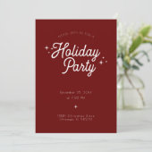 Moderne Minimalistische Maroon Red Holiday Party Einladung (Stehend Vorderseite)