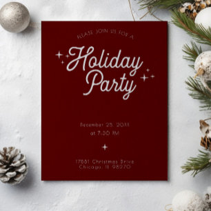 Moderne Minimalistische Maroon Red Holiday Party Einladung