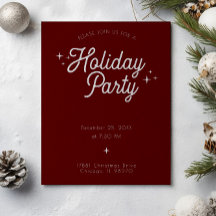 Moderne Minimalistische Maroon Red Holiday Party