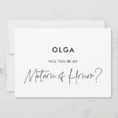 Moderne minimalistische Matron der Ehrenkarte Ankündigung (Vorderseite)