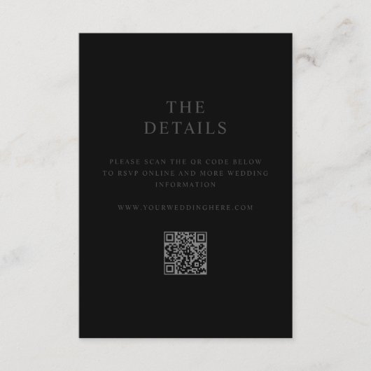 Moderne Minimalistische Matte Black Wedding Begleitkarte (Vorderseite)