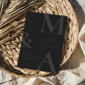 Moderne Minimalistische Matte Black Wedding Einladung