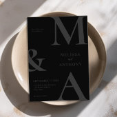 Moderne Minimalistische Matte Black Wedding Einladung