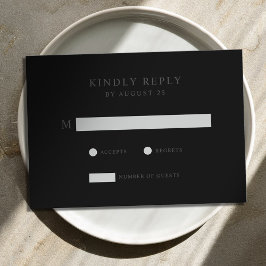 Moderne Minimalistische Matte Black Wedding RSVP Karte