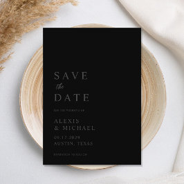 Moderne Minimalistische Matte Black Wedding Save The Date