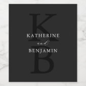 Moderne minimalistische matte schwarze Monogramm-H Weinetikett (Einzelnes Label)