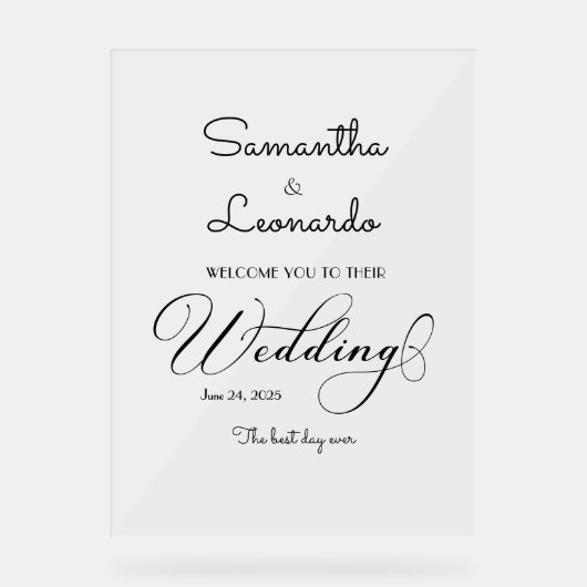 Moderne Minimalistische Mattierte Akryleihe Begrüß Acrylschild (Vorderseite)