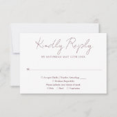Moderne Minimalistische Mauve Elegante Script Wedd RSVP Karte (Vorderseite)