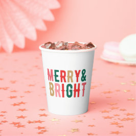 Moderne Minimalistische Merry & Bright Script Pappbecher