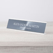 Moderne Minimalistische Metallic Blue Job Name Schreibtischnamensplakette (Vorderseite )