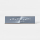 Moderne Minimalistische Metallic Blue Job Name Schreibtischnamensplakette (Vorderseite )