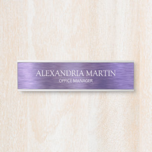 Moderne Minimalistische metallische Lila Stellenbe Türschild