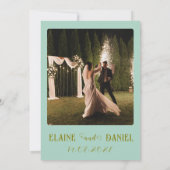 Moderne Minimalistische Minze Grüne Foto Hochzeit Einladung (Rückseite)