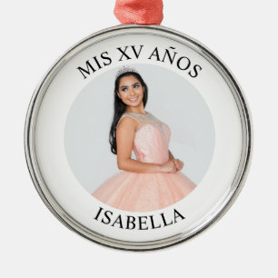 Moderne Minimalistische Mis XV Años Foto Ornament Aus Metall