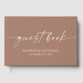 Moderne Minimalistische Mocha Mousse Wedding Gästebuch (Vorderseite)