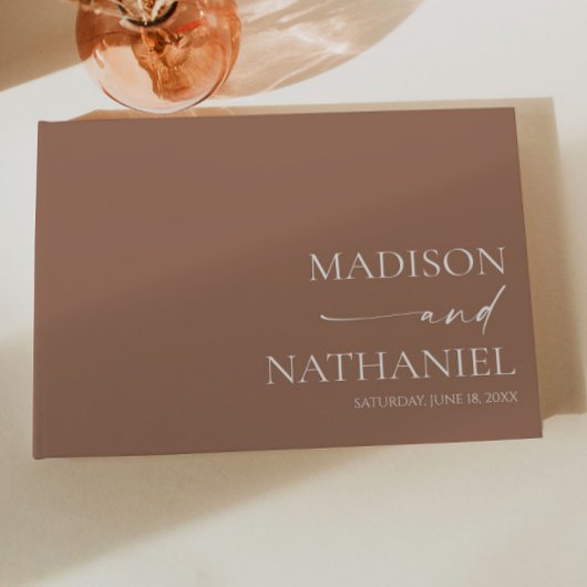 Moderne Minimalistische Mocha Mousse Wedding Gästebuch