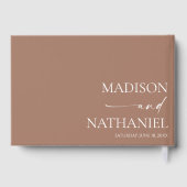 Moderne Minimalistische Mocha Mousse Wedding Gästebuch (Rückseite)