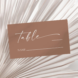 Moderne Minimalistische Mocha Mousse Wedding Platzkarte
