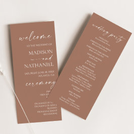 Moderne Minimalistische Mocha Mousse Wedding Programm