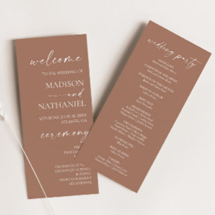 Moderne Minimalistische Mocha Mousse Wedding Programm