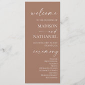 Moderne Minimalistische Mocha Mousse Wedding Programm (Vorderseite)