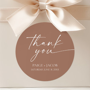 Moderne Minimalistische Mocha Mousse Wedding Runder Aufkleber