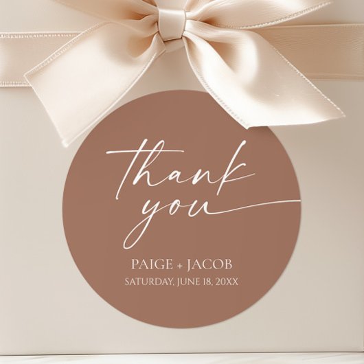 Moderne Minimalistische Mocha Mousse Wedding Runder Aufkleber