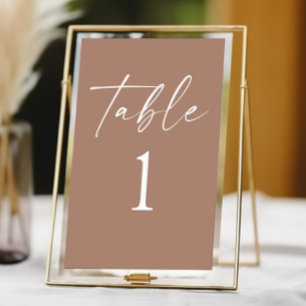 Moderne Minimalistische Mocha Mousse Wedding Tischnummer