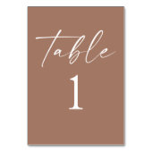 Moderne Minimalistische Mocha Mousse Wedding Tischnummer (Vorderseite)