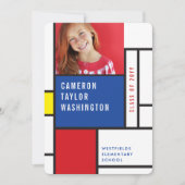 Moderne Minimalistische Mondrian Foto Graduation P Einladung (Vorderseite)