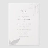 Moderne Minimalistische Mongram Branch Blätter Hoc Pergament Einladungen (Vorderseite)