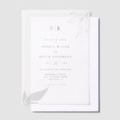 Moderne Minimalistische Mongram Branch Blätter Hoc Pergament Einladungen (Versetzt)