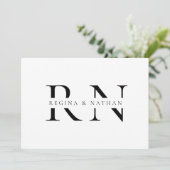 Moderne minimalistische Mono-Hochzeit Einladung (Stehend Vorderseite)