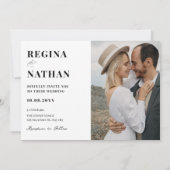 Moderne minimalistische Mono-Hochzeit Einladung (Rückseite)