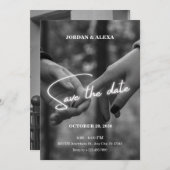 moderne, minimalistische monochrome Händchen Hochz Save The Date (Vorne/Hinten)