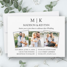 Moderne Minimalistische Monogram 3 Foto Hochzeit