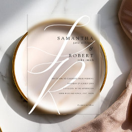 Moderne Minimalistische Monogram Black and White W Acryleinladungen